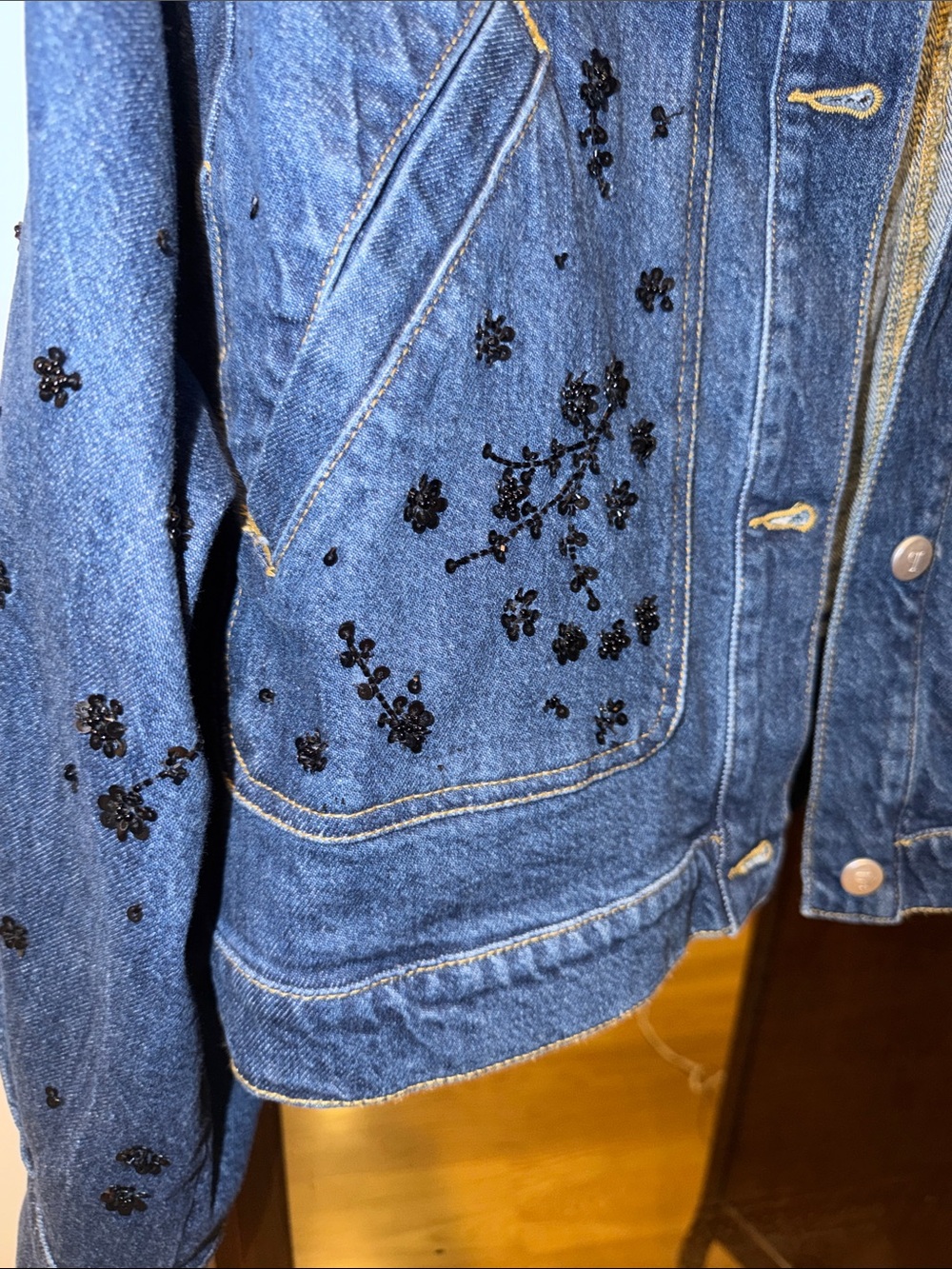 Anthropologie Pilcro Dolman Sleeve Beaded and Sequin Denim Jacket S - Picture 6 of 9